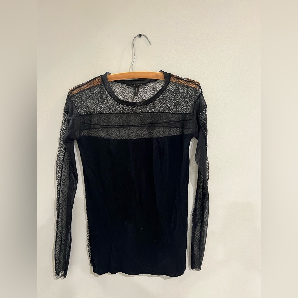 Black mesh long sleeve top with lace details #gothicglam
